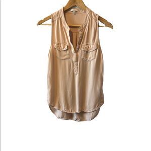 TALULA Blush Pink Sleeveless Light V Neck Button Detail Cargo Pocket Top XS